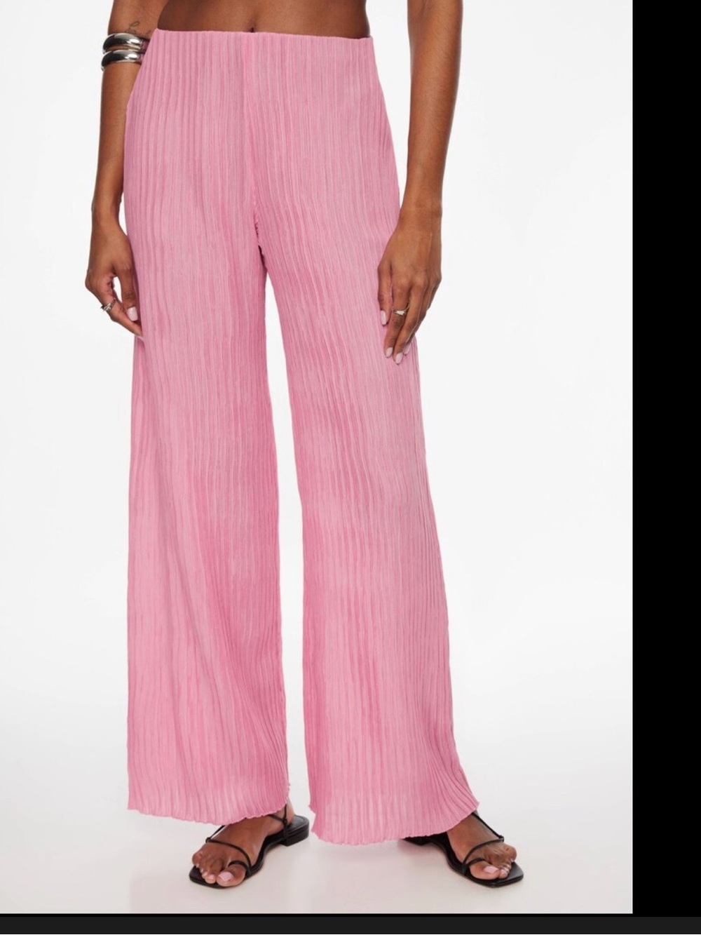 Dynamite NWT Wide Leg Pleated Pink Malika Crinkled Women's Pants Sz. S